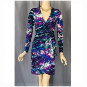 BCBG MaxAzria Adele Blue Sphere Wrap Dress XXS